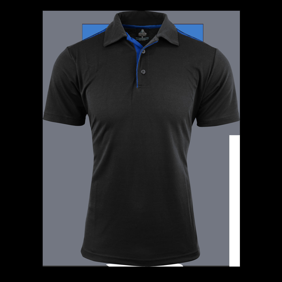 Aussie Pacific Paterson Mens Polo 1305 in Black/Royal