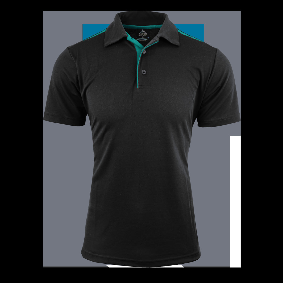 Aussie Pacific Paterson Mens Polo 1305 in Black/Teal
