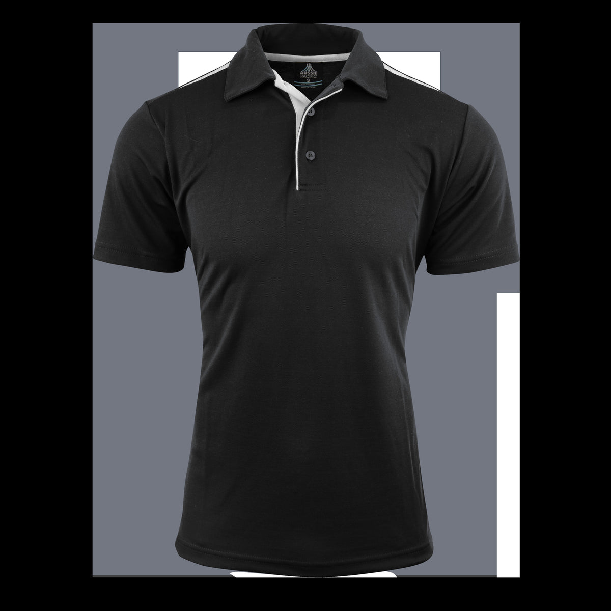 Aussie Pacific Paterson Mens Polo 1305 in Black/White
