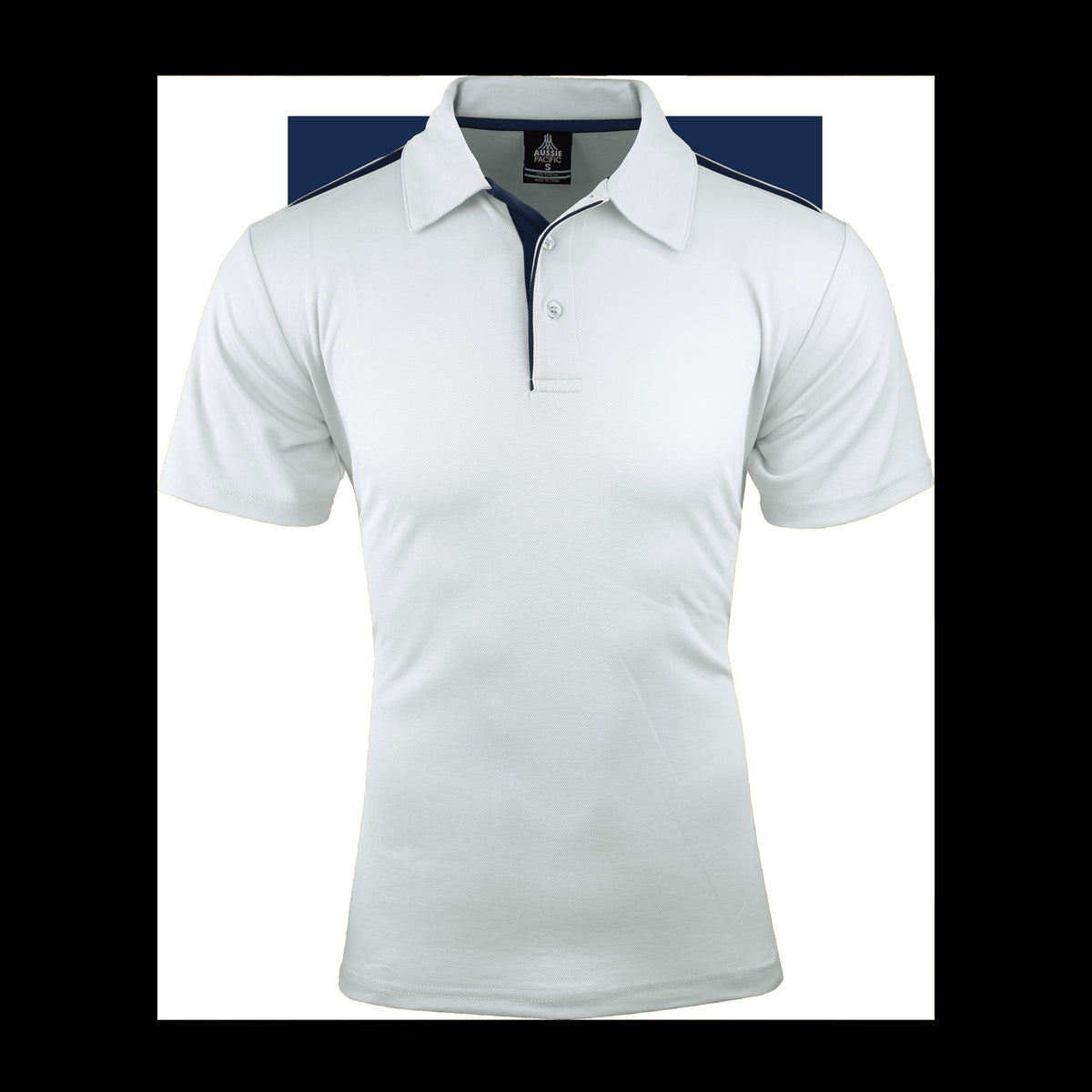 Aussie Pacific Paterson Mens Polo 1305 in White/Navy