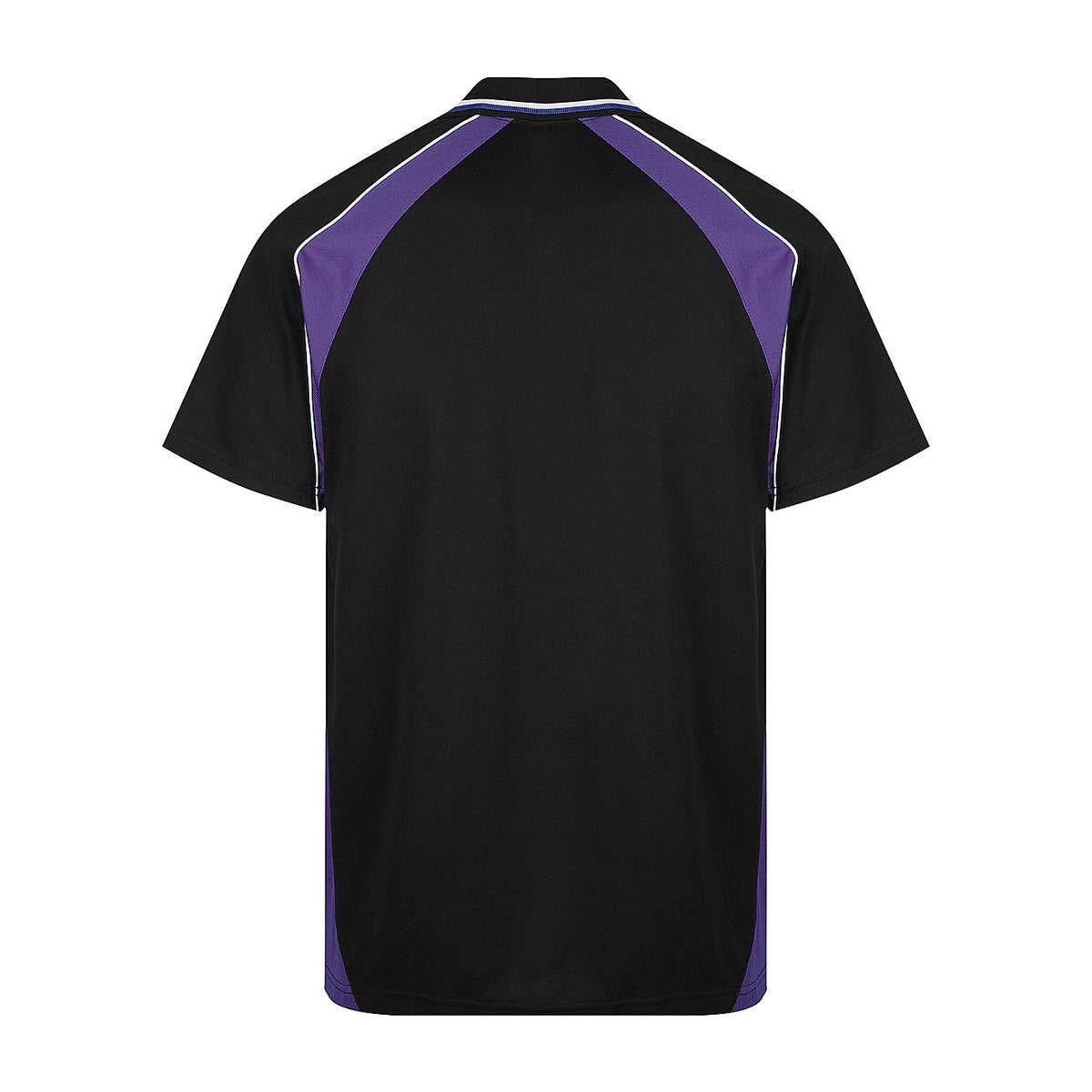 Aussie Pacific Panorama Mens Polo 1309 in Black/Electric Purple/White, back view