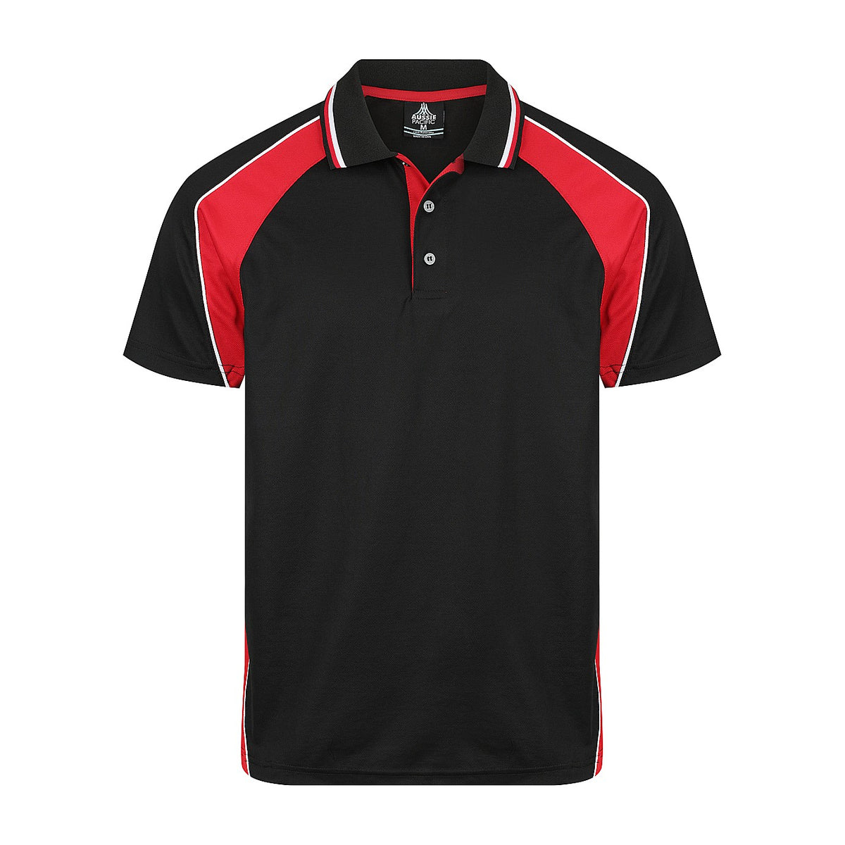 Aussie Pacific Panorama Mens Polo 1309 in Black/Red/White