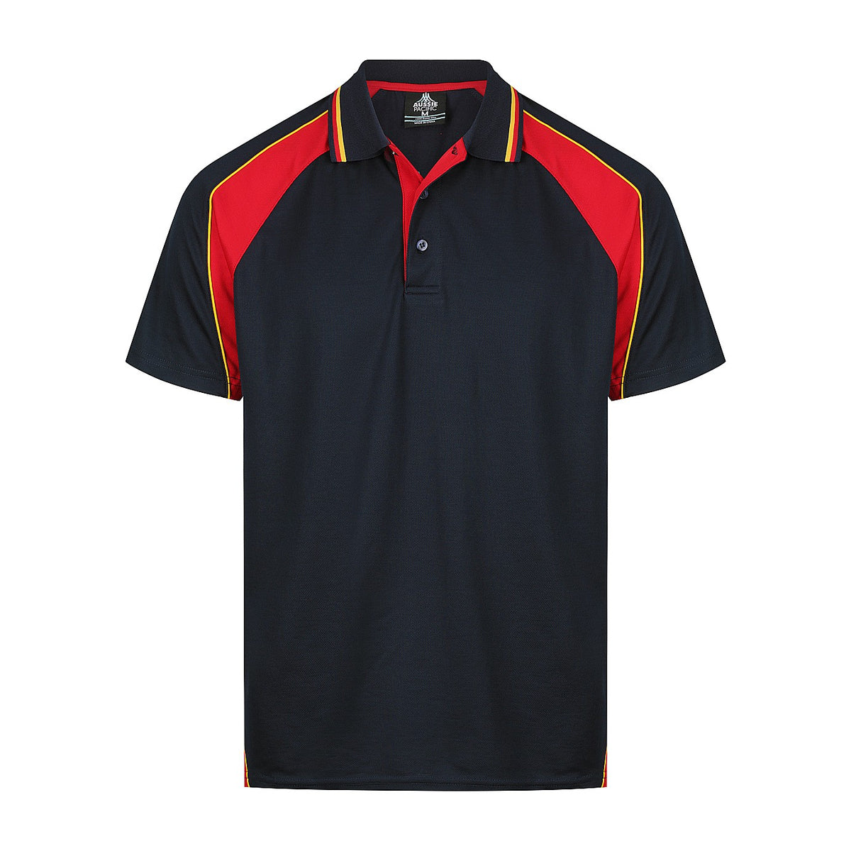 Aussie Pacific Panorama Mens Polo 1309 in Navy/Red/Gold