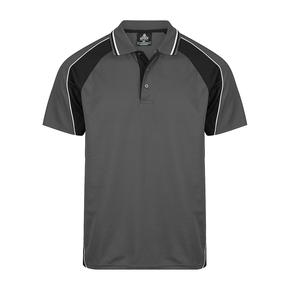 Aussie Pacific Panorama Mens Polo 1309 in Slate/Black/White