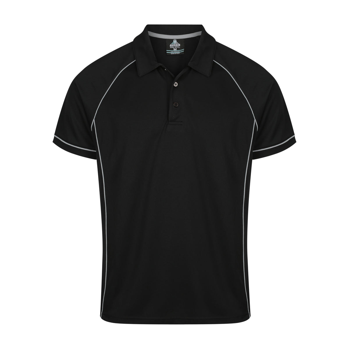 Aussie Pacific Endeavour Mens Polo 1310 in Black/Silver