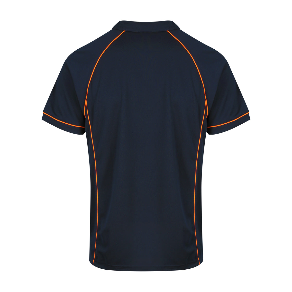 Aussie Pacific Endeavour Mens Polo 1310 in Navy/Orange, back view