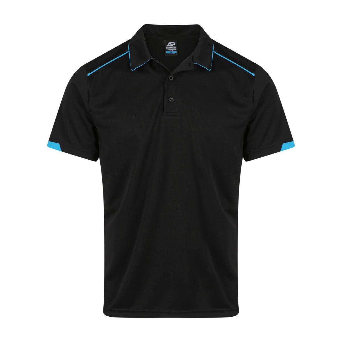 Aussie Pacific Currumbin Mens Polo 1320 in Black/Cyan