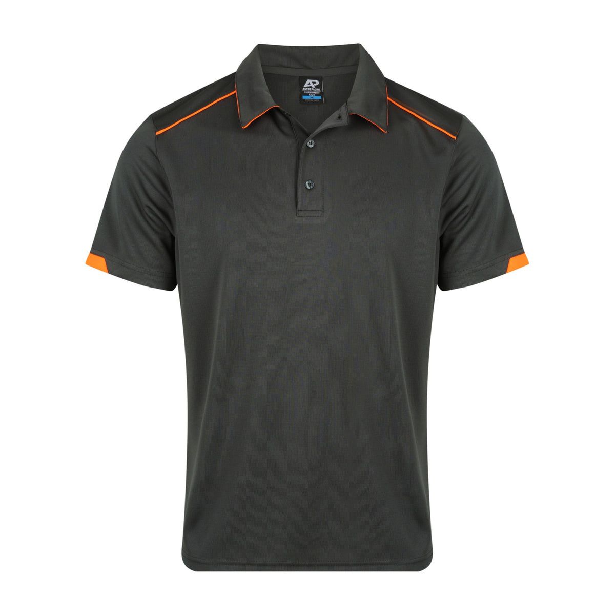 Aussie Pacific Currumbin Mens Polo 1320 in Slate/Hi Viz Orange