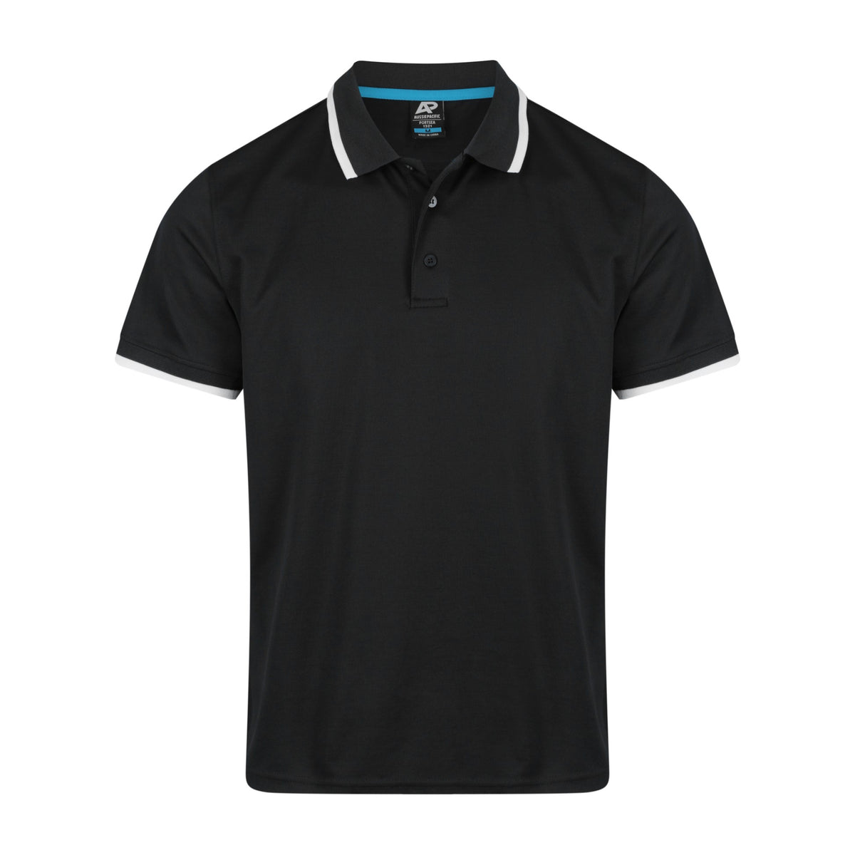 Aussie Pacific Portsea Mens Polo 1321 in Black/White
