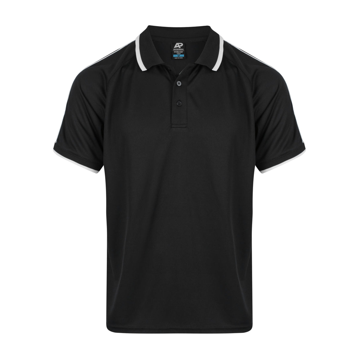 Aussie Pacific Double Bay Mens Polo 1322 in Black/White