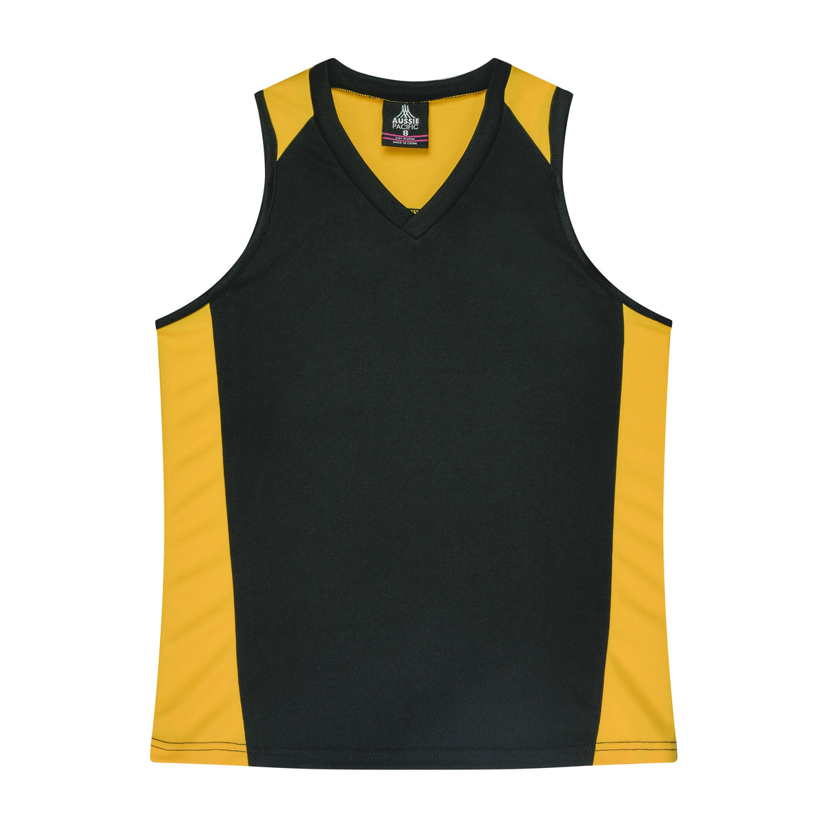 Aussie Pacific Premier Womens Singlet 2101 in Black/Gold