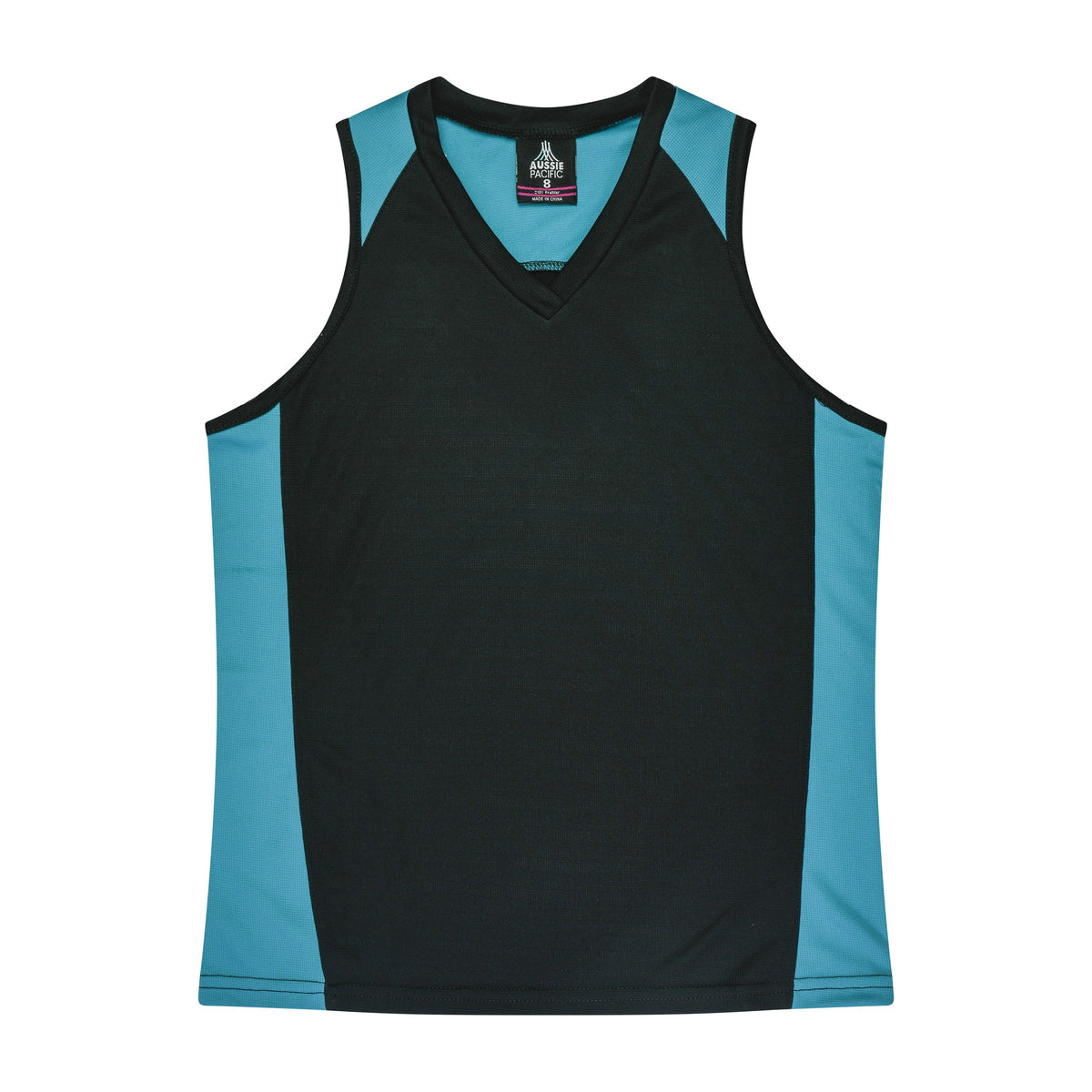 Aussie Pacific Premier Womens Singlet 2101 in Black/Teal