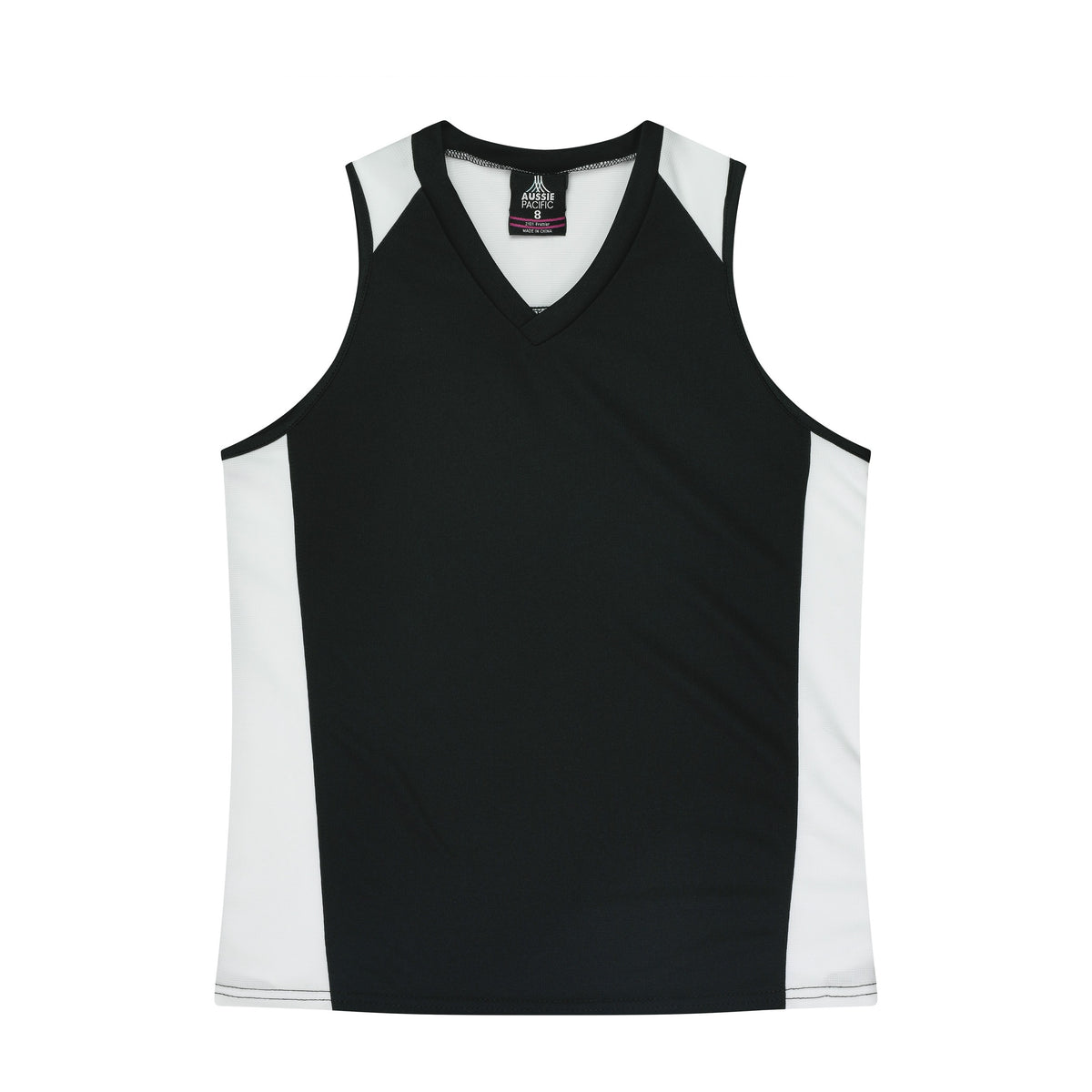 Aussie Pacific Premier Womens Singlet 2101 in Black/White