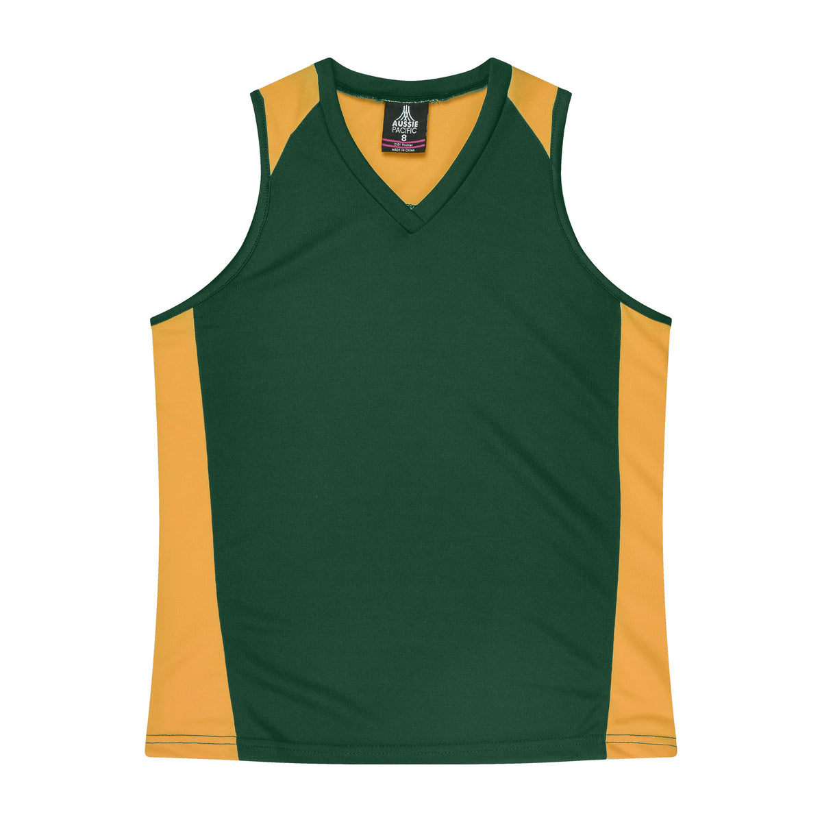 Aussie Pacific Premier Womens Singlet 2101 in Bottle/Gold