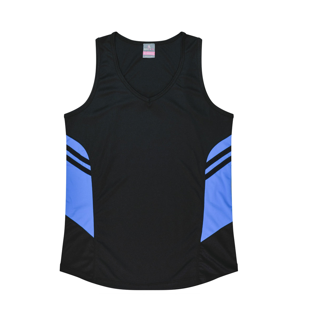 Aussie Pacific Tasman Womens Singlet 2111 in Black/Cyan
