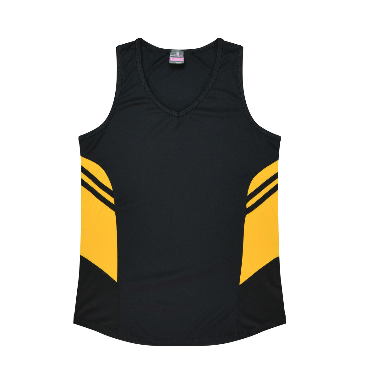 Aussie Pacific Tasman Womens Singlet 2111 in Black/Gold