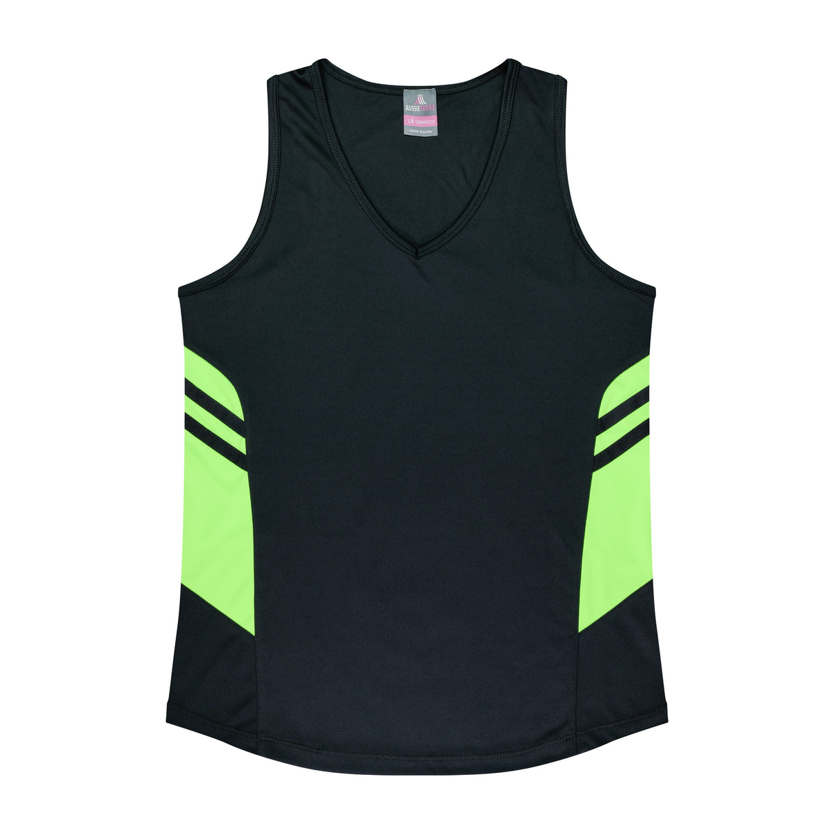 Aussie Pacific Tasman Womens Singlet 2111 in Black/Neon Green