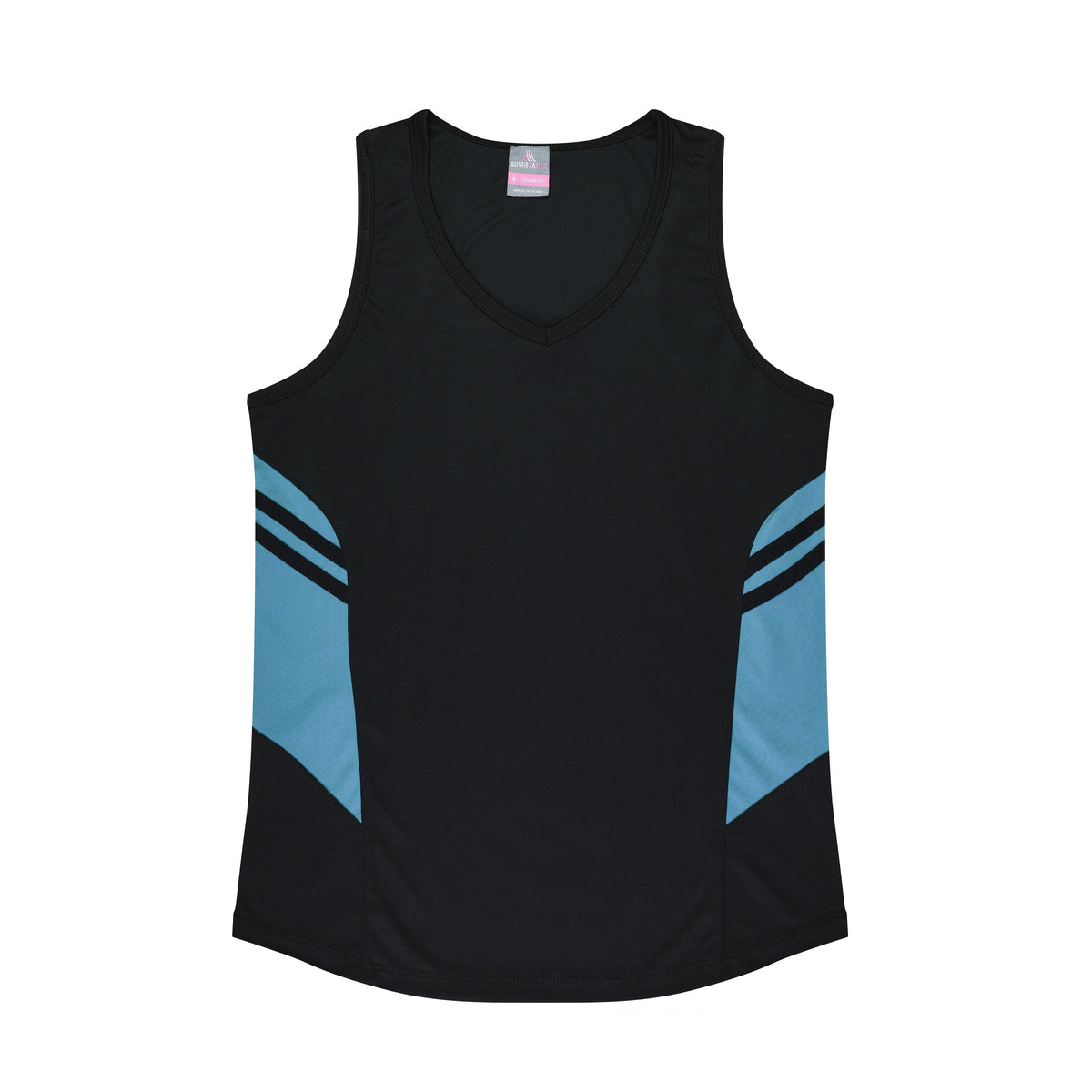 Aussie Pacific Tasman Womens Singlet 2111 in Black/Teal