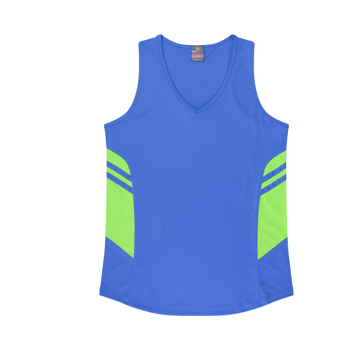 Aussie Pacific Tasman Womens Singlet 2111 in Cyan/Neon Green