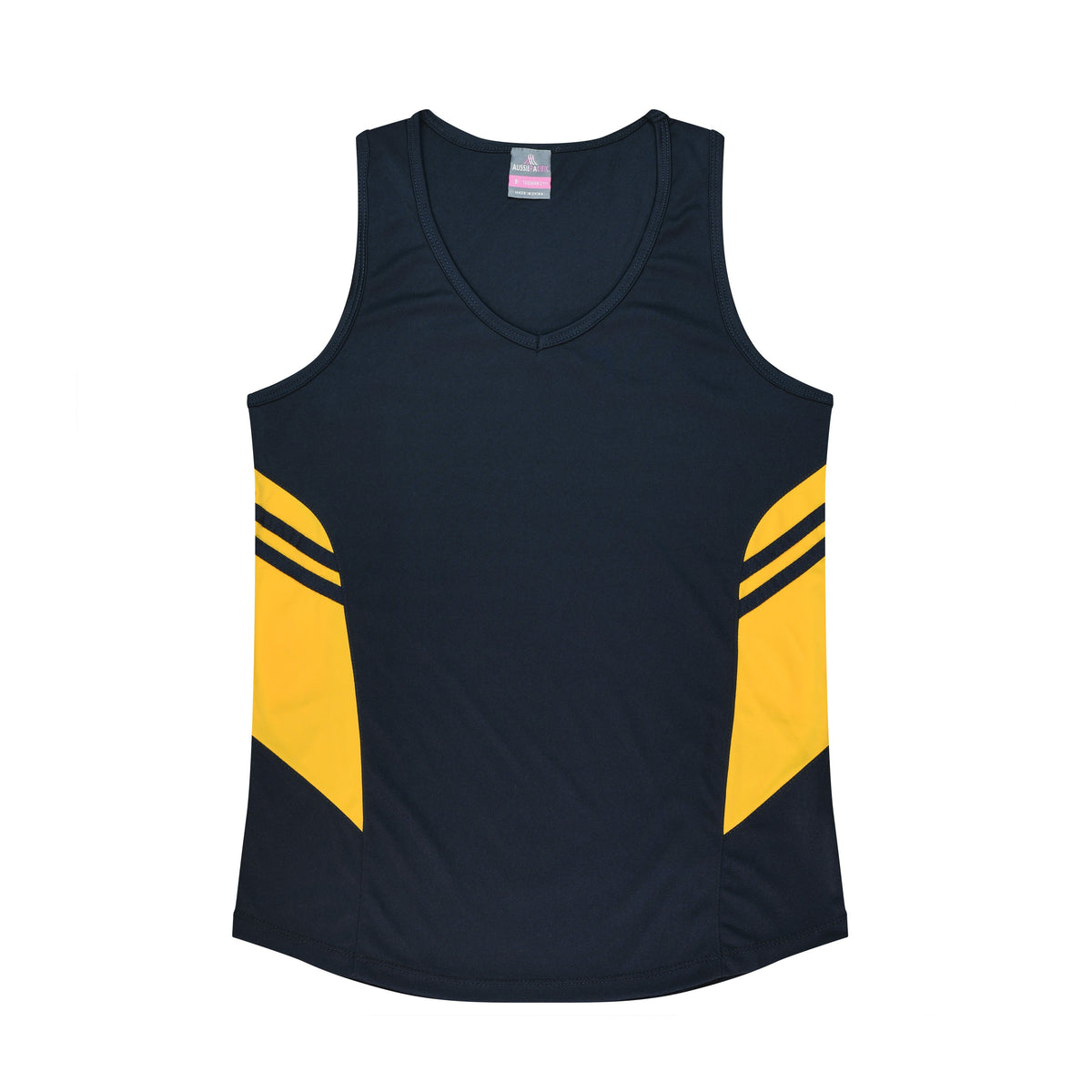 Aussie Pacific Tasman Womens Singlet 2111 in Navy/Gold