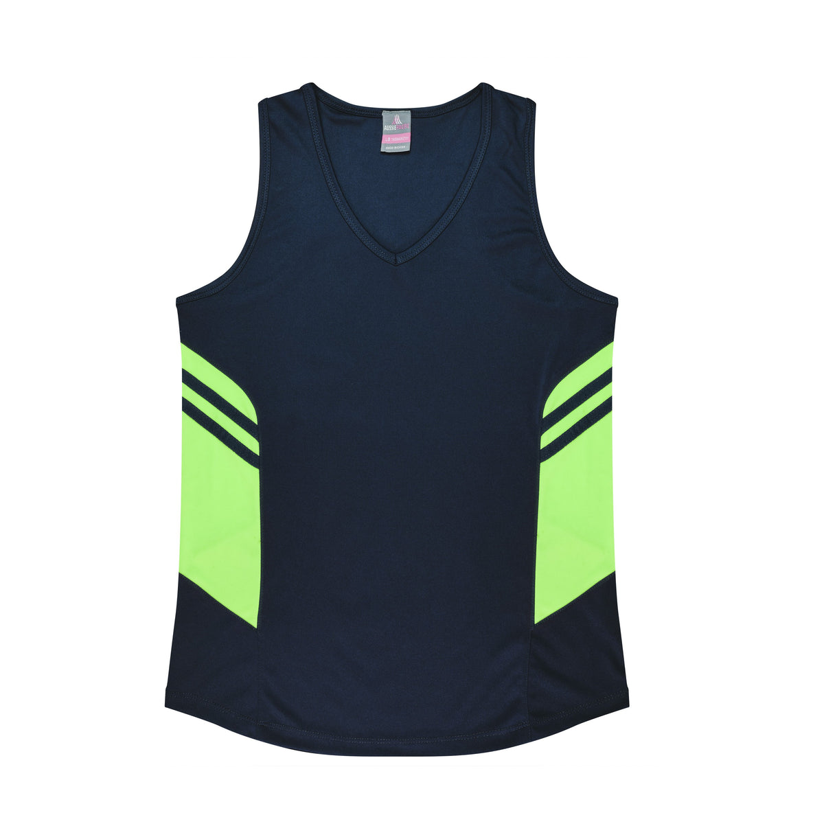 Aussie Pacific Tasman Womens Singlet 2111 in Navy/Neon Green