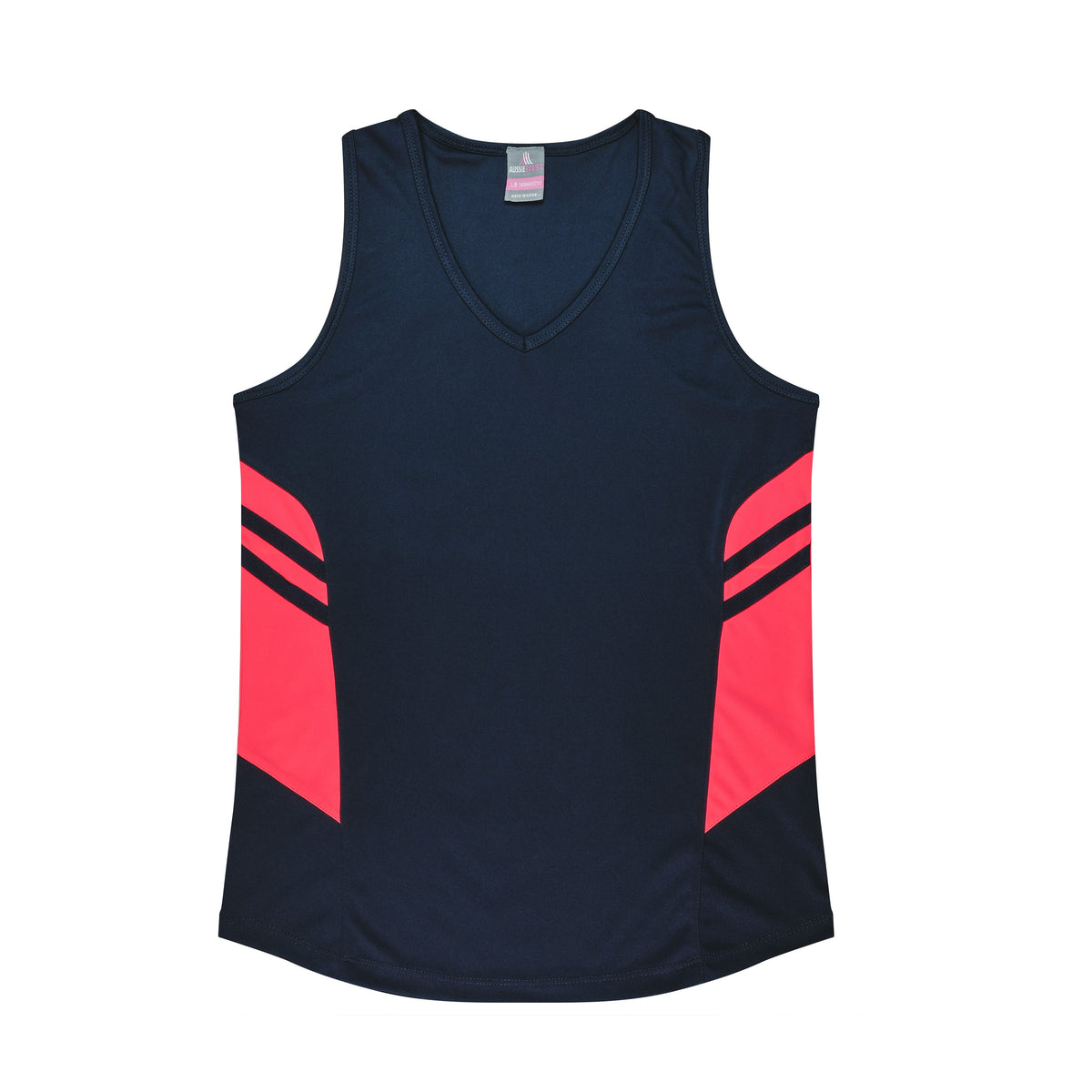 Aussie Pacific Tasman Womens Singlet 2111 in Navy/Neon Pink