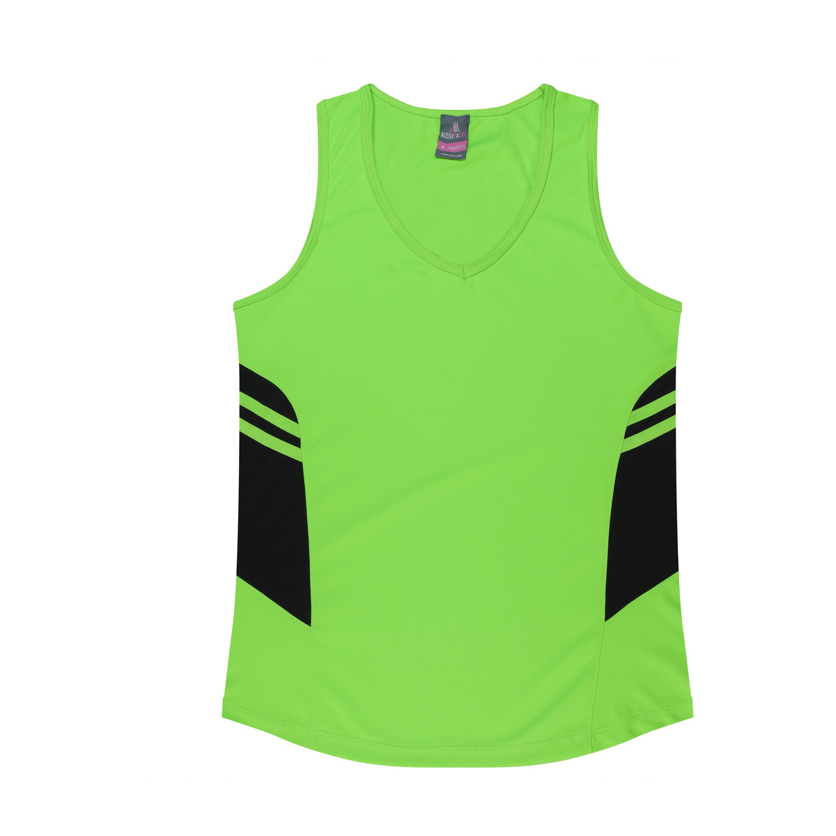 Aussie Pacific Tasman Womens Singlet 2111 in Neon Green/Black