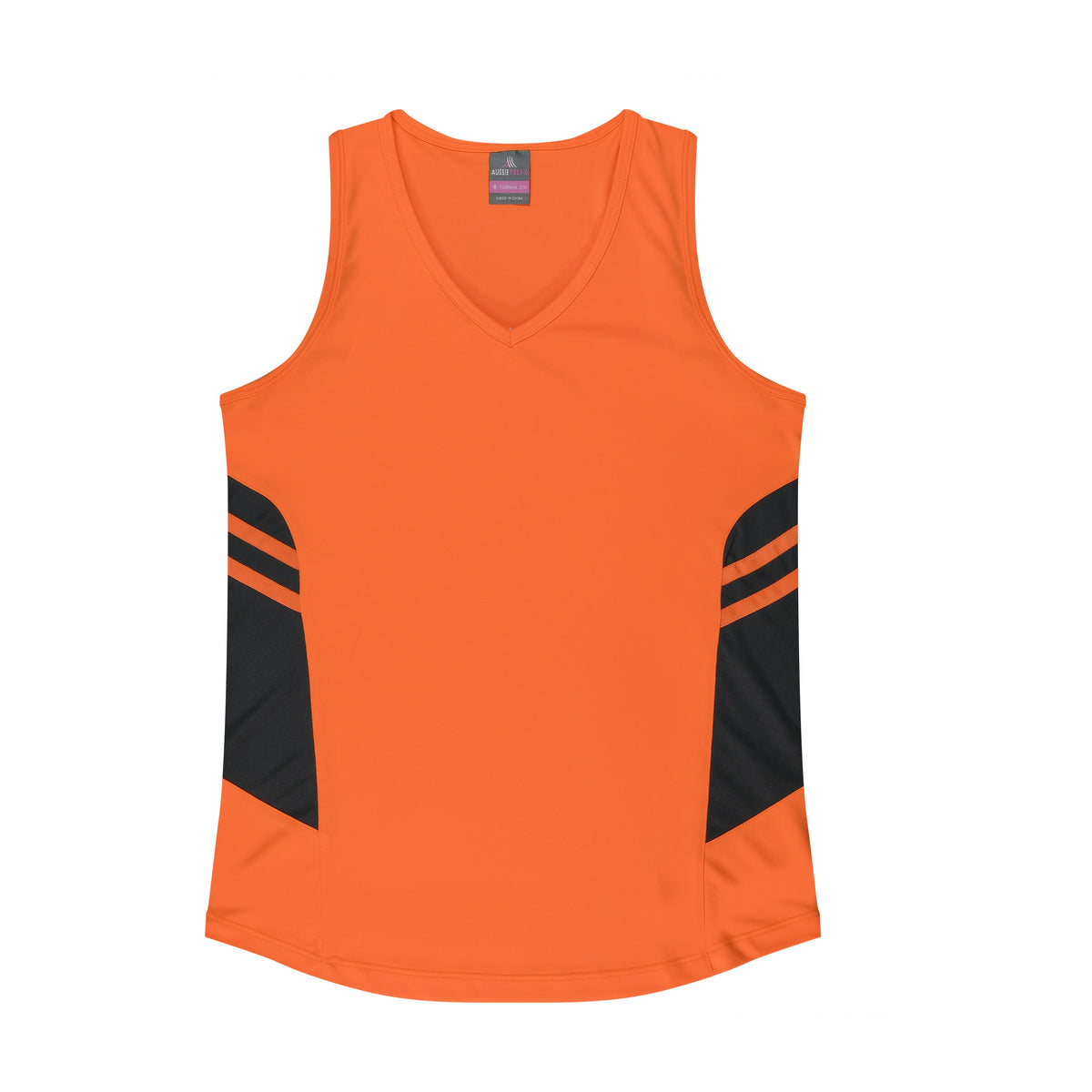 Aussie Pacific Tasman Womens Singlet 2111 in Neon Orange/Slate