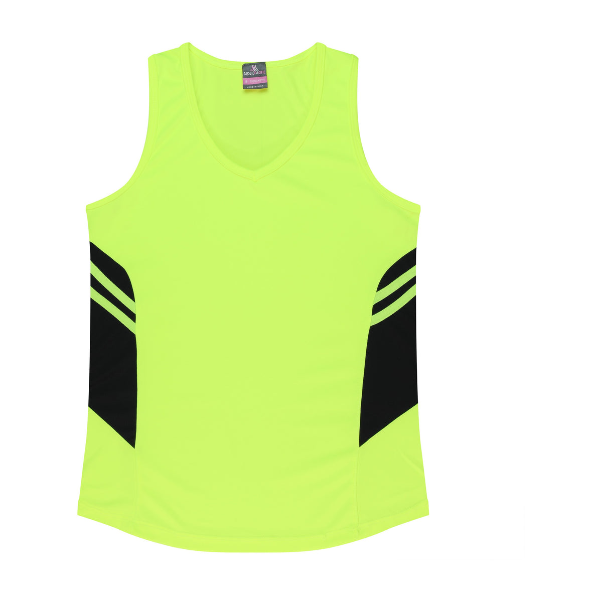 Aussie Pacific Tasman Womens Singlet 2111 in Neon Yellow/Black