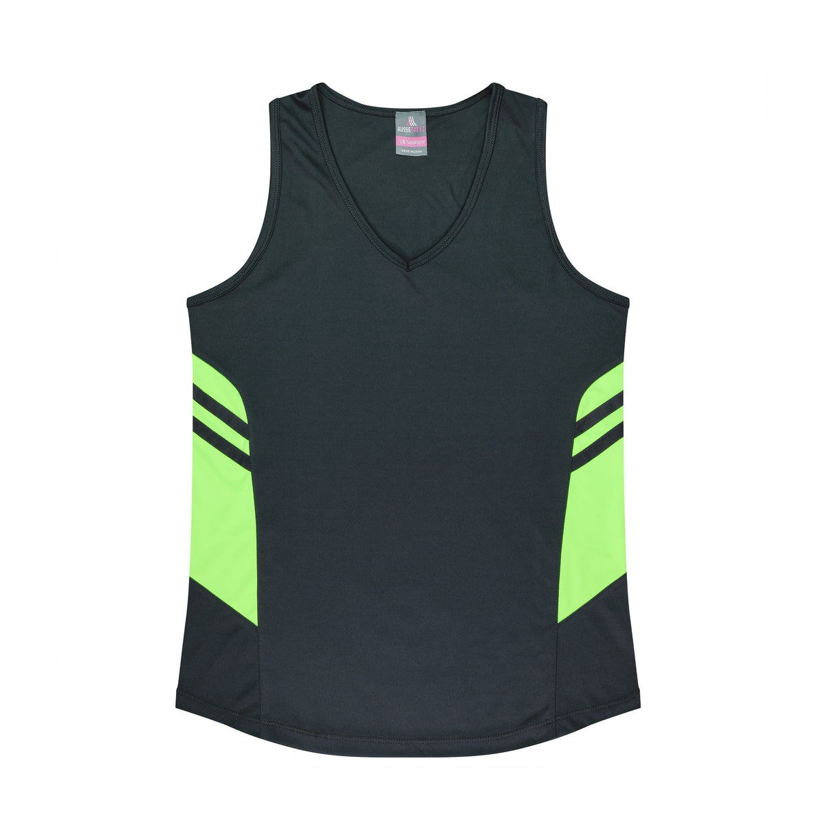 Aussie Pacific Tasman Womens Singlet 2111 in Slate/Neon Green
