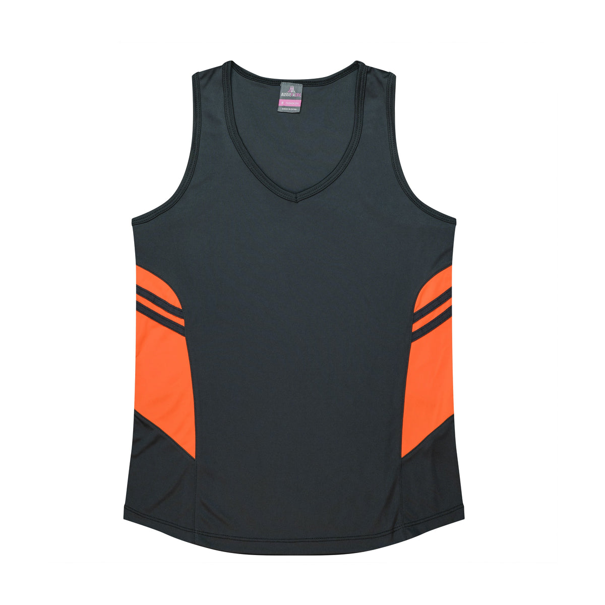 Aussie Pacific Tasman Womens Singlet 2111 in Slate/Neon Orange