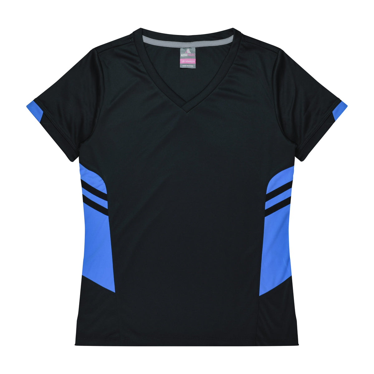Aussie Pacific Tasman Womens Tee 2211 in Black/Cyan
