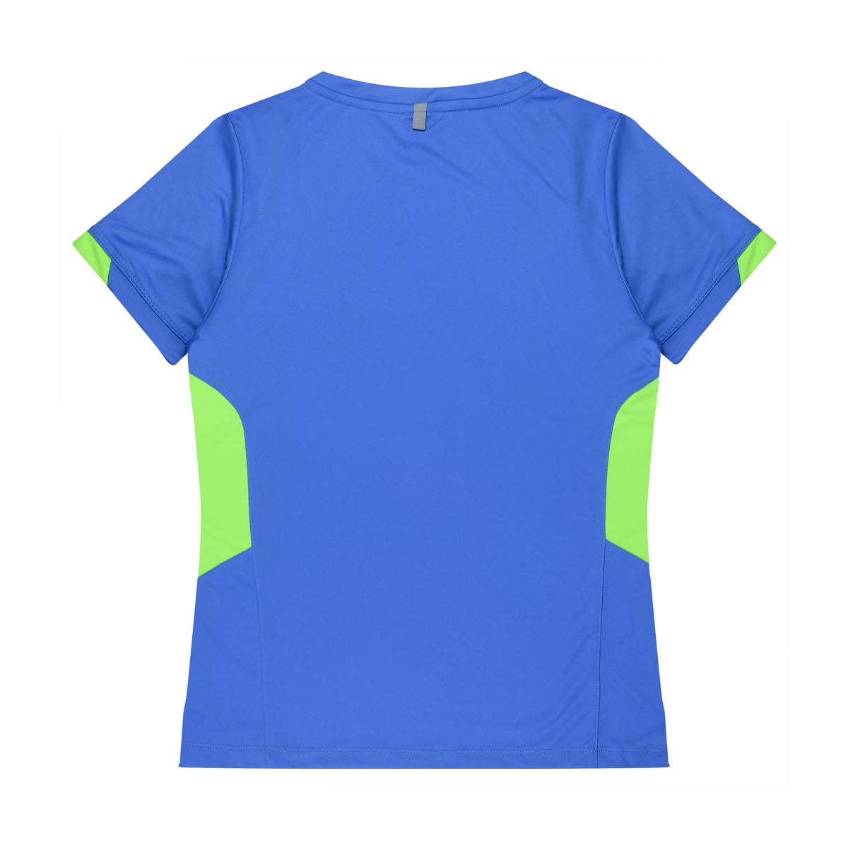Aussie Pacific Tasman Womens Tee 2211 in Cyan/Neon Green, back view