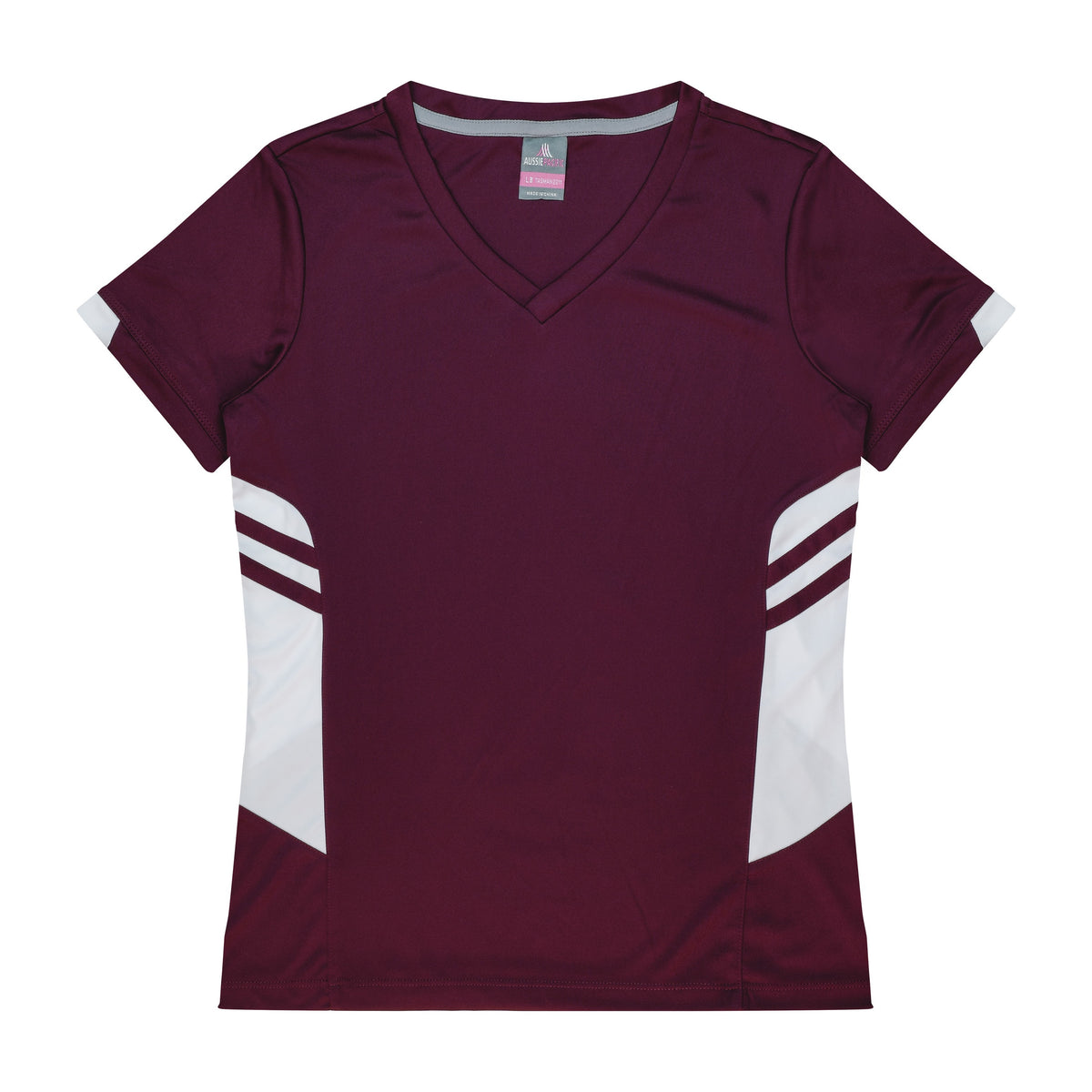 Aussie Pacific Tasman Womens Tee 2211 in Maroon/White