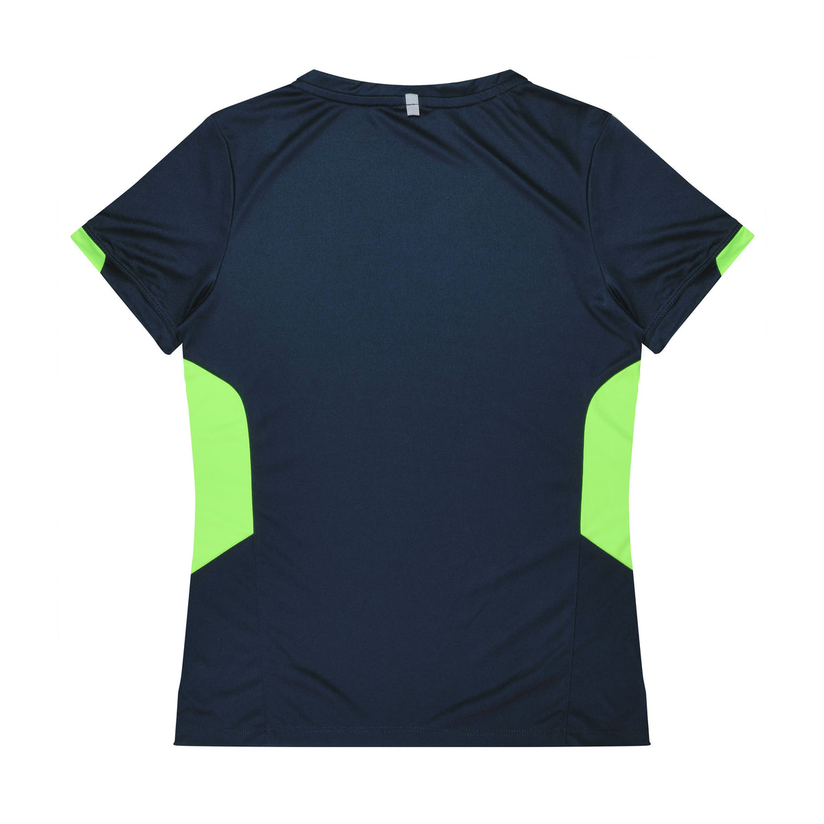 Aussie Pacific Tasman Womens Tee 2211 in Navy/Neon Green, back view