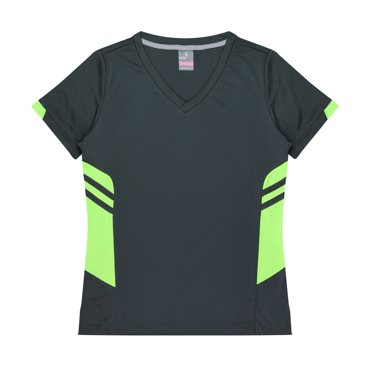 Aussie Pacific Tasman Womens Tee 2211 in Slate/Neon Green