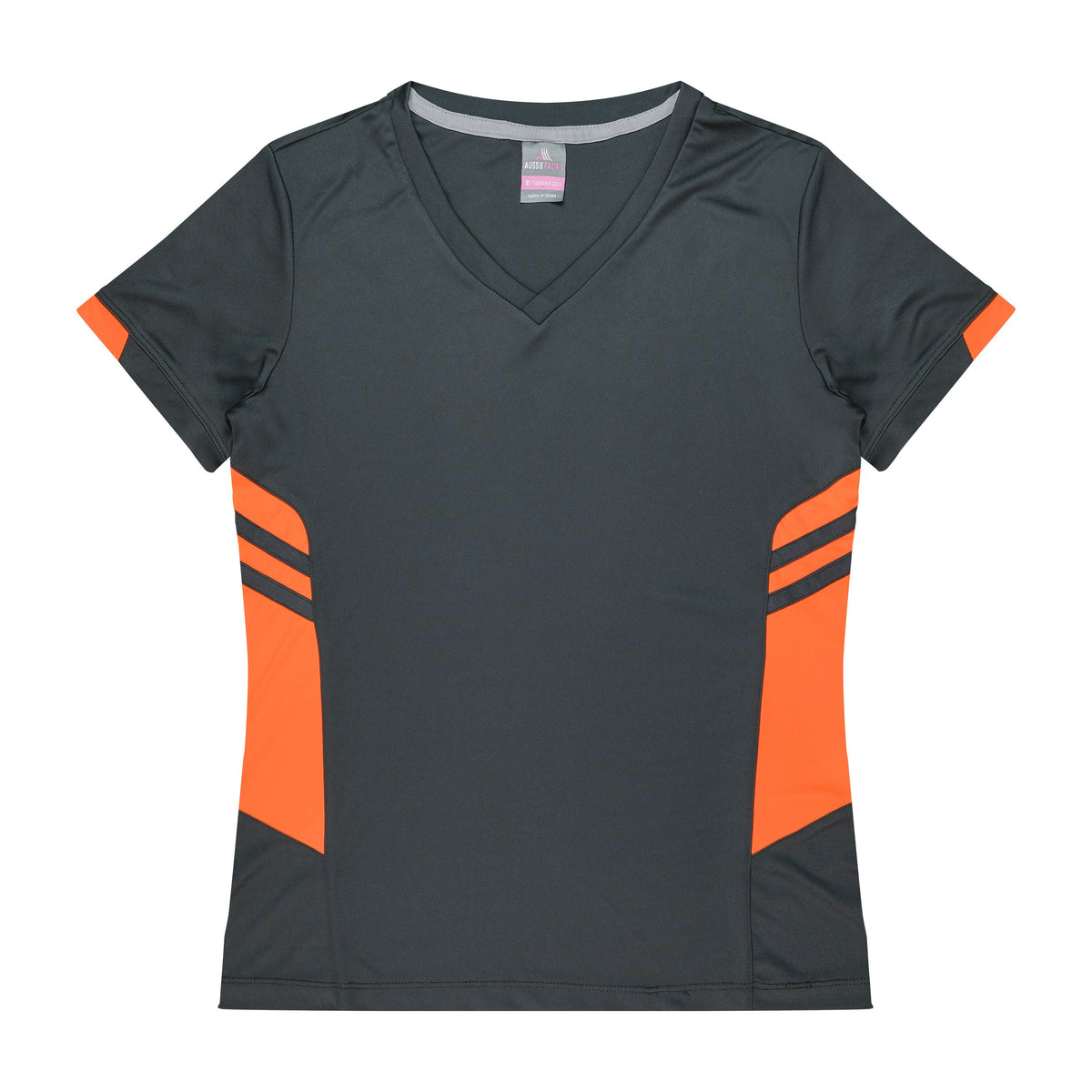 Aussie Pacific Tasman Womens Tee 2211 in Slate/Neon Orange