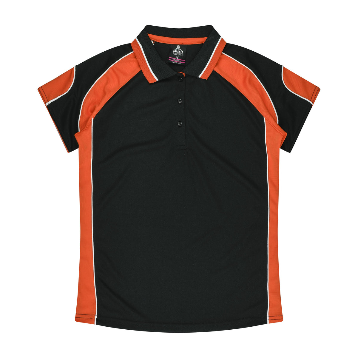 Aussie Pacific Murray Womens Polo 2300 in Black/Orange