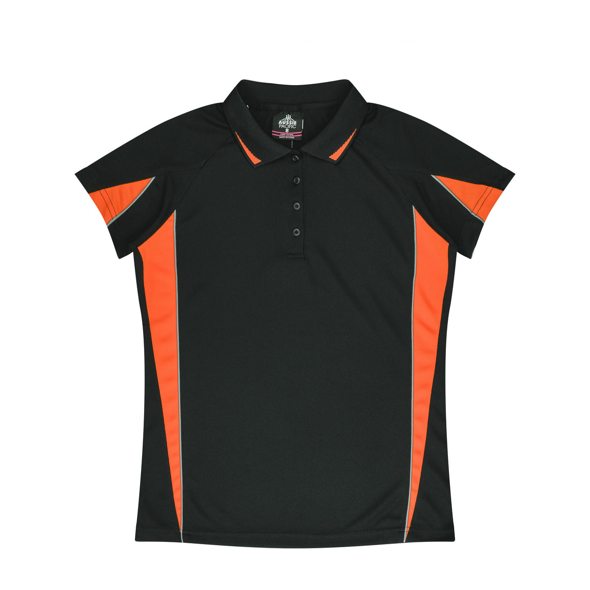 Aussie Pacific Eureka Womens Polo 2304 in Black/Orange