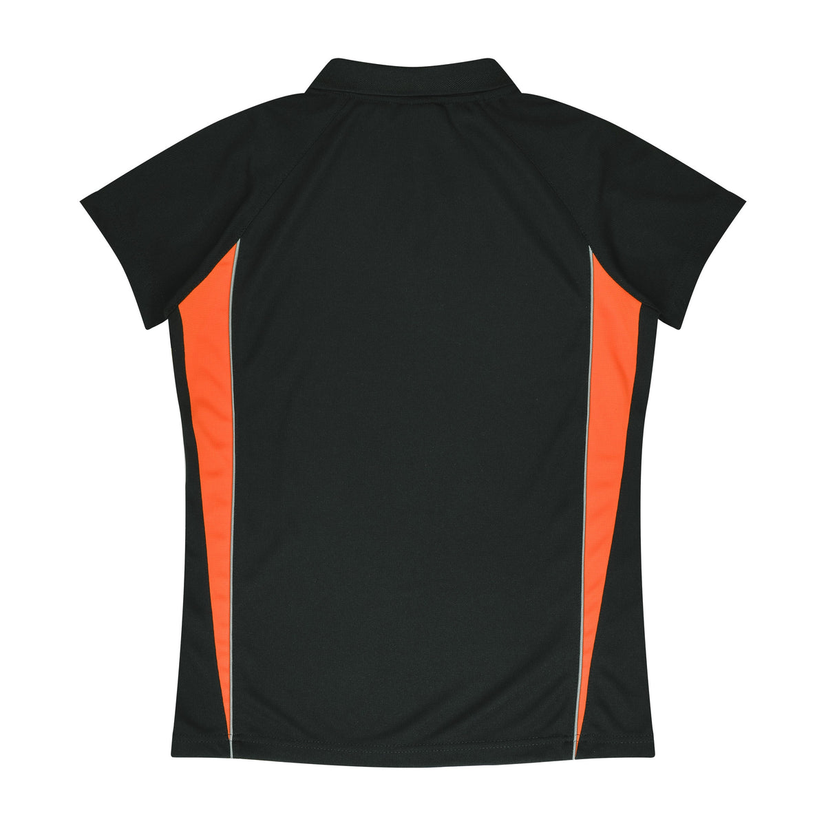 Aussie Pacific Eureka Womens Polo 2304 in Black/Orange, back view