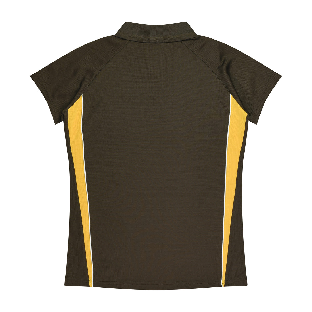 Aussie Pacific Eureka Womens Polo 2304 in Chocolate/Gold, back view