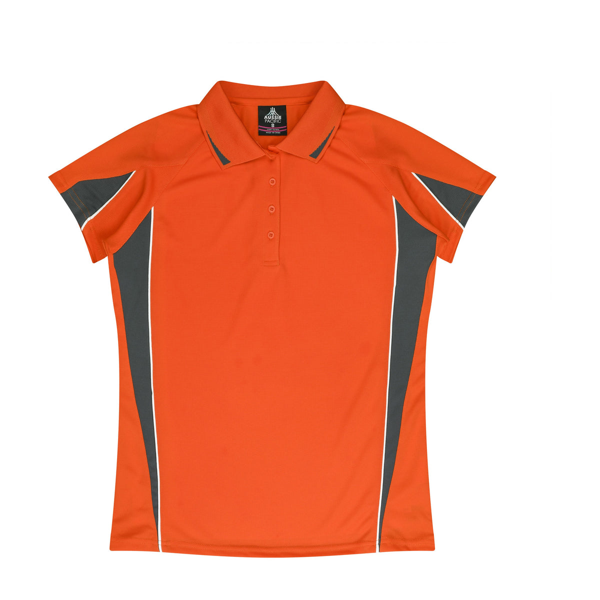 Aussie Pacific Eureka Womens Polo 2304 in Orange/Charcoal