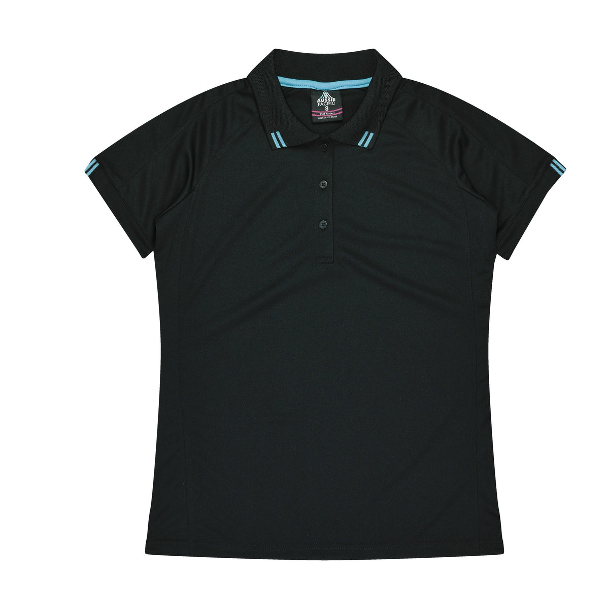 Aussie Pacific Flinders Womens Polo 2308 in Black/Teal