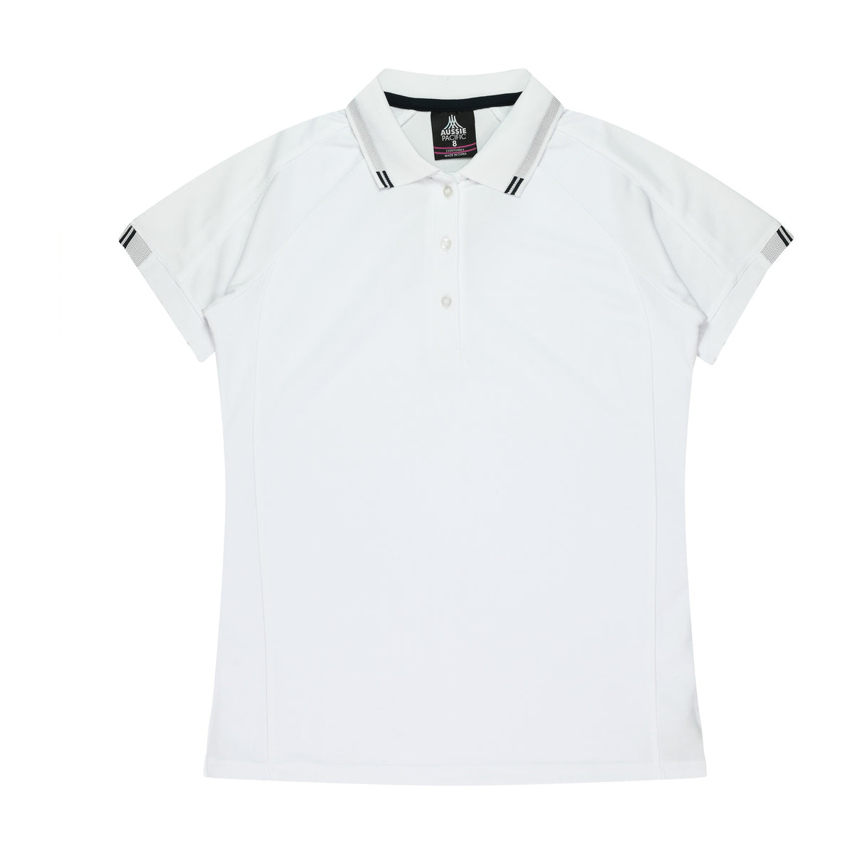 Aussie Pacific Flinders Womens Polo 2308 in White/Black