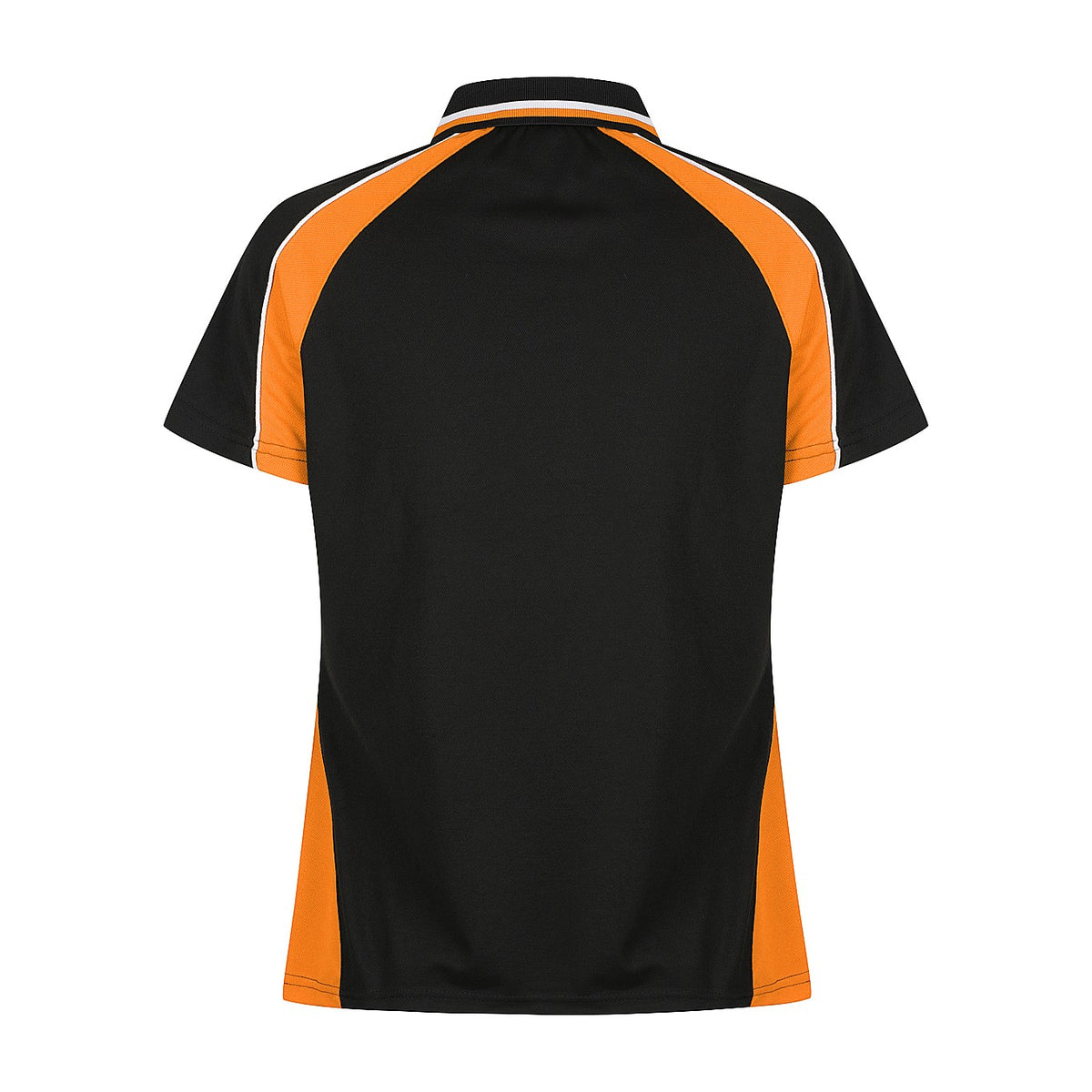 Aussie Pacific Panorama Womens Polo 2309 in Black/Electric Orange/White, back view