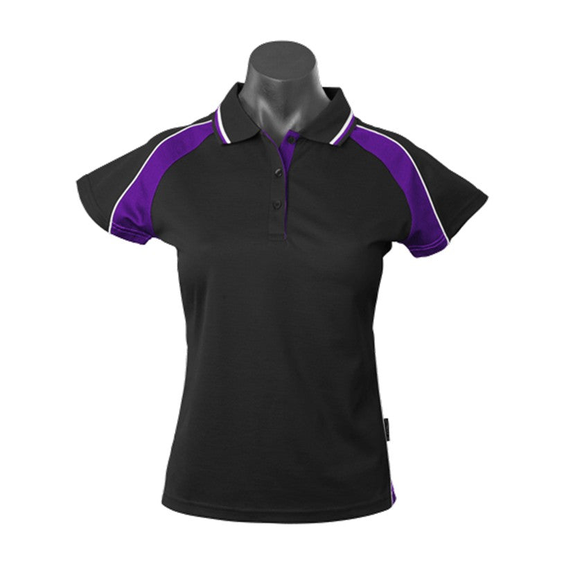 Aussie Pacific Panorama Womens Polo 2309 in Black/Electric Purple/White