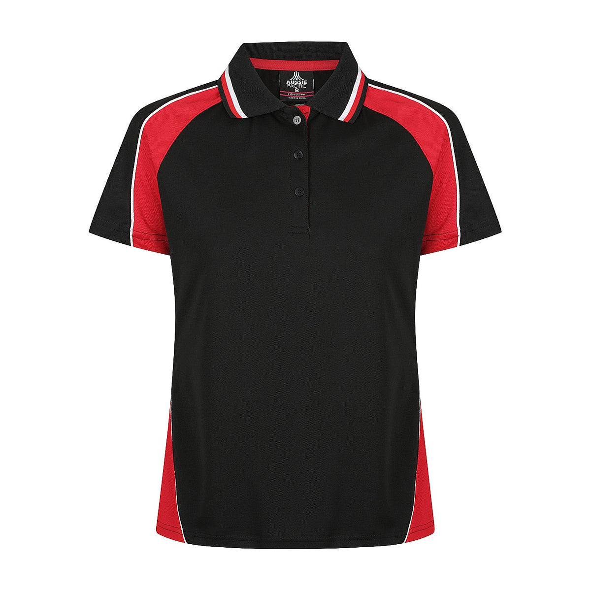 Aussie Pacific Panorama Womens Polo 2309 in Black/Red/White