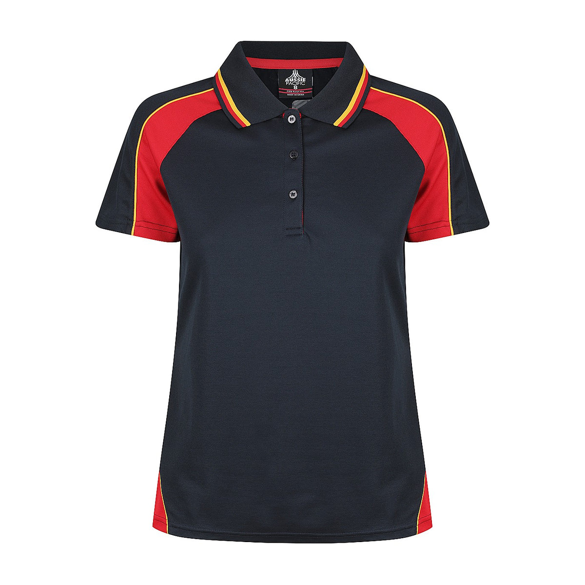 Aussie Pacific Panorama Womens Polo 2309 in Navy/Red/Gold