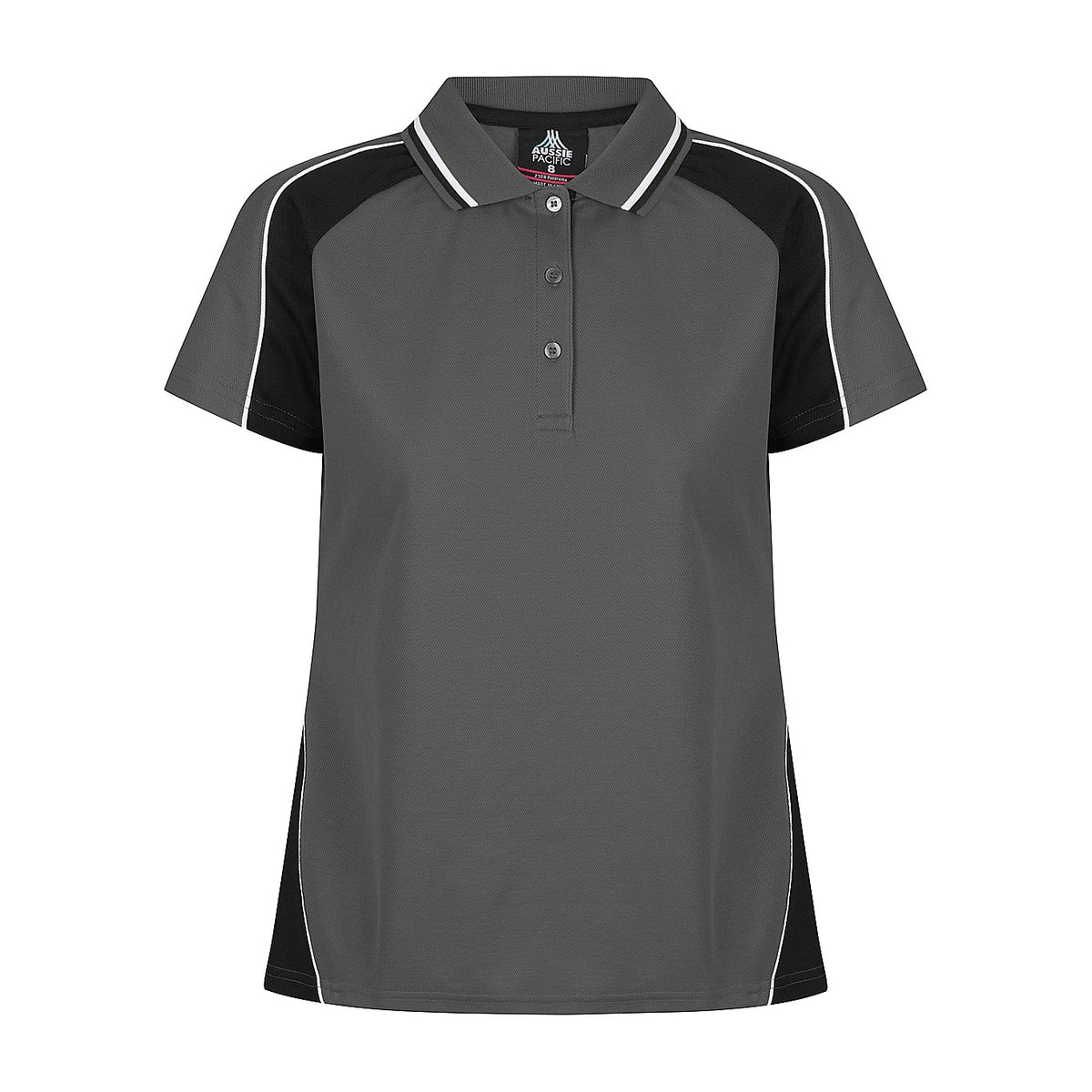 Aussie Pacific Panorama Womens Polo 2309 in Slate/Black/White