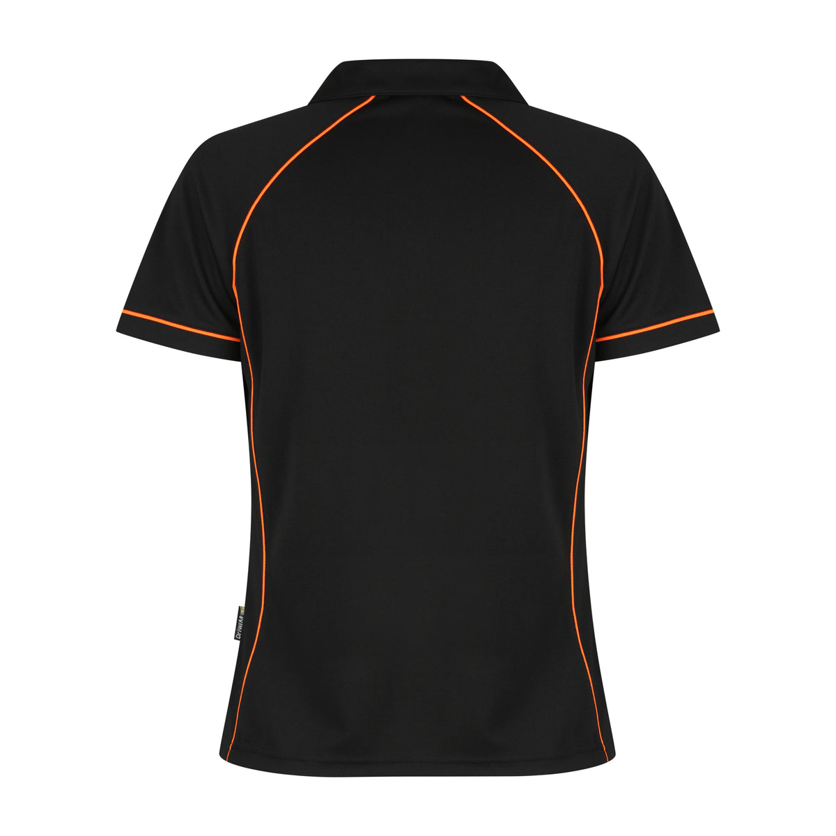 Aussie Pacific Endeavour Womens Polo 2310 in Black/Orange, back view